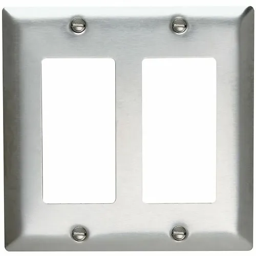 On-Q SS262 2-Gang Decorator All Plate, Stnless Steel