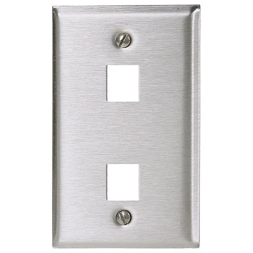 Hubbell SSF12 Wall Plate, SS, 1-Gang, 2-Port