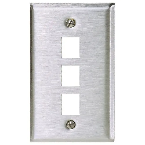 Hubbell SSF13 Wall Plate, SS, 1-Gang, 3-Port