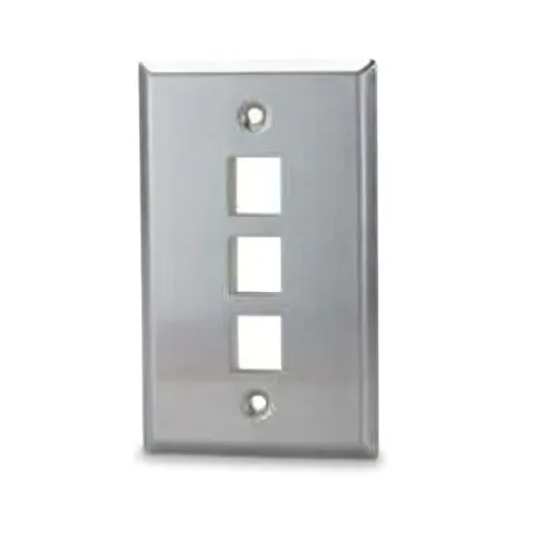 Signamax SSKF-3 3-Port Single-Gang Faceplate, Stainless Steel