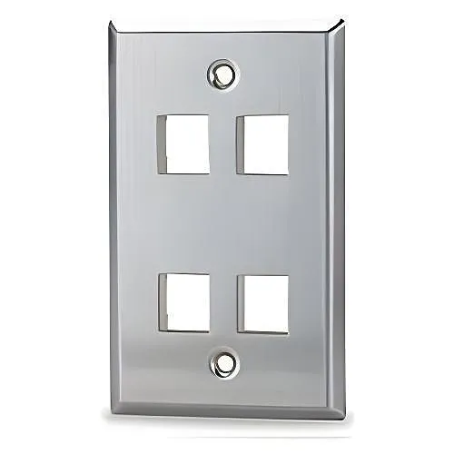 Signamax SSKF-4 4-Port Single-Gang Faceplate, Stainless Steel