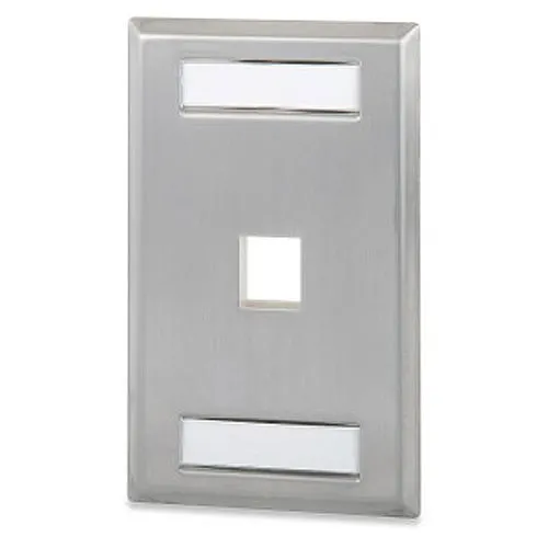Signamax SSKFL-1 1-Port Single-Gang Stainless Steel Faceplate with Labeling