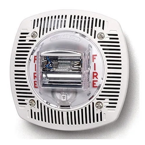 Gentex SSPK24-15/75WLPW Wall Mount Speaker/Strobe, 15/75 Candela, 24VDC, FIRE Text, White