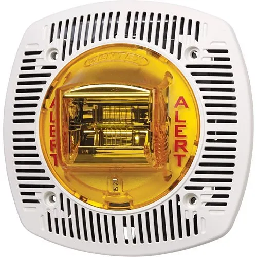 Gentex SSPKA24-75PWW SSPK24 Series Colored Lens Speaker Strobe, Wall Mount, 75 cd, Amber Lens, White
