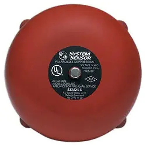 System Sensor SSV120-10 Alarm Bell, 10", 120VAC, 82dBA, Red