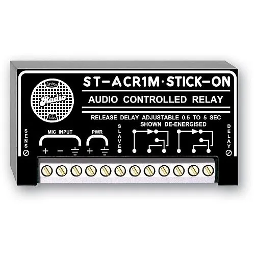 RDL ST-ACR1M Microphone Level Audio Controlled Relay, 0.5 to Seconds Delay