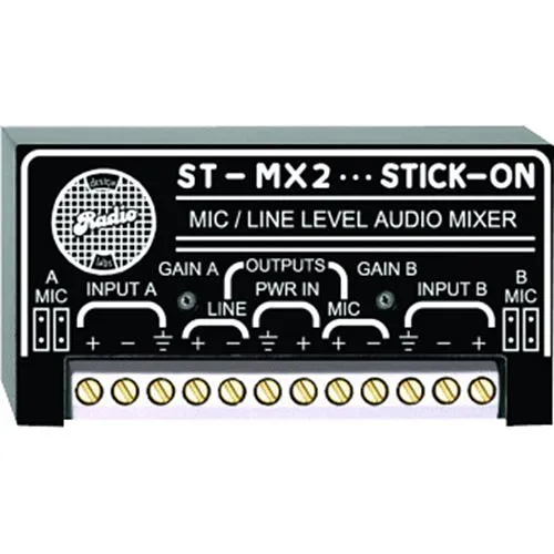 RDL ST-MX2 2-Channel Audio Mixer, Microphone or Line Input and Output