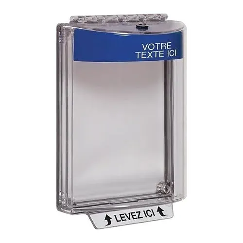 STI-13020CB-FR Universal Stopper Flush Mount with Sounder, French, Blue Custom Label