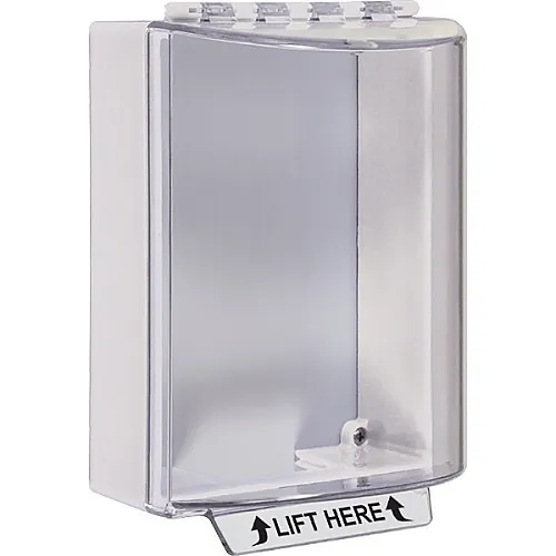 STI 13200NW Universal Stopper without Horn Housing Surface Mount, No Label Included, White