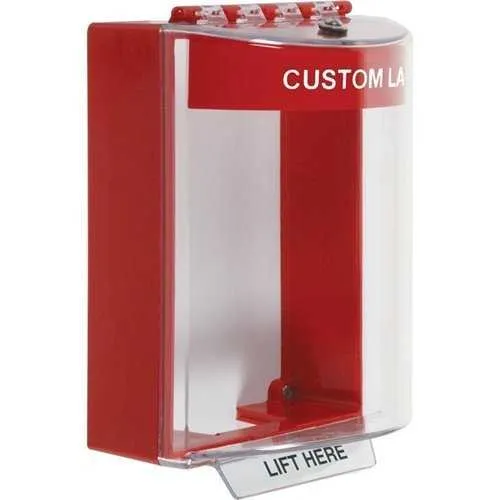 STI 13210CR Universal Stopper Dome Cover Surface Mount, Label Hood without Horn, Custom Label, Red