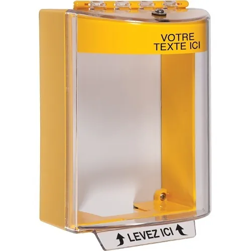 STI-13210CY-FR Polycarbonate Cover with Spacer, No Horn, Custom Label, Yellow