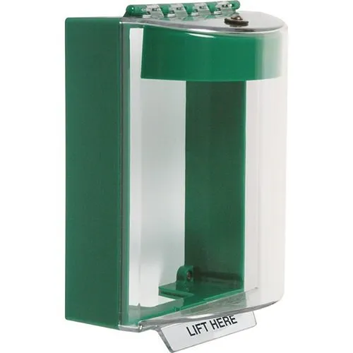 STI 13220NG Universal Stopper Dome Cover, Surface Mount, Label Hood with Horn, No Label, Green