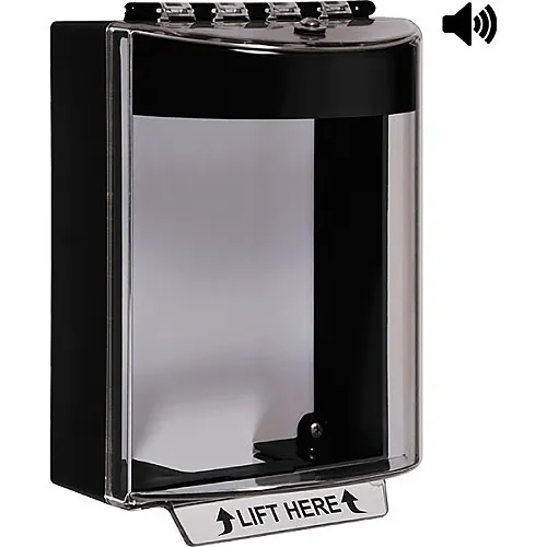 STI 13220NK Universal Stopper Surface Mount Housing with Horn, No Label, Black