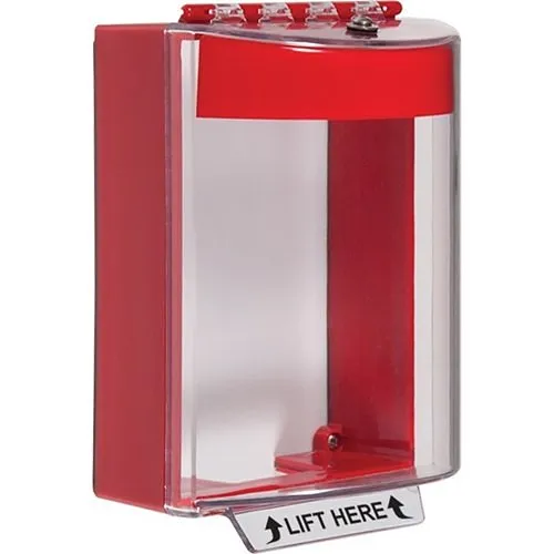 STI 13220NR Universal Stopper Dome Cover, Surface Mount, Label Hood with Horn, No Label, Red