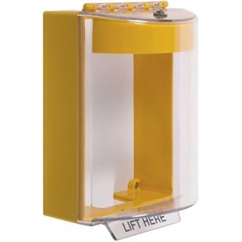 STI 13220NY Universal Stopper Dome Cover, Surface Mount, Label Hood with Horn, No Label, Yellow