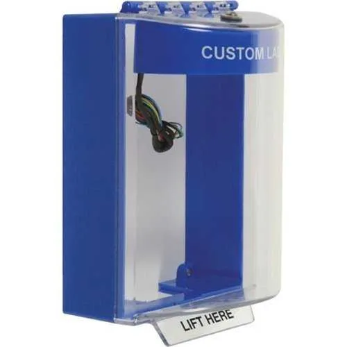 STI 13230CB STI 13220CB Universal Stopper Dome Cover, Surface Mount, Label Hood with Horn, Custom Label, Blue