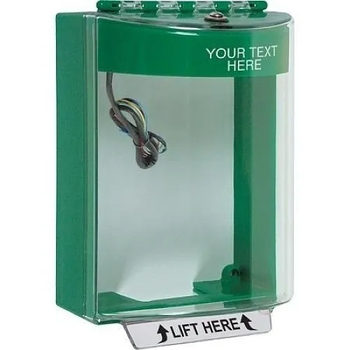 STI-13230CG STI Universal Stopper Dome Cover Surface Mount and Hood with Horn and Relay, Custom Label, Green