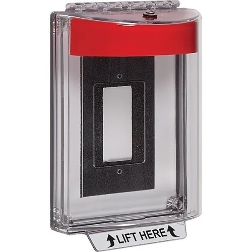 STI 13310NR Universal Stopper without Horn Enclosed Flush Back Box, No Label Included, Red