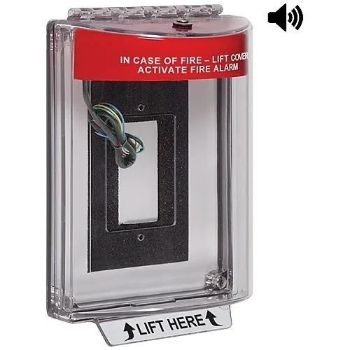 STI 13330FR Universal Stopper with Horn and Relay Enclosed Flush Back Box, Fire, Red