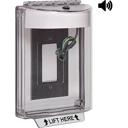 STI 13330NW Universal Stopper with Horn and Relay Enclosed Flush Back Box, No Label Included, White
