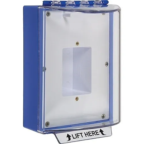 STI 13400NB Universal Stopper without Horn Housing Enclosed Back Box Sealed Mounting Plate, No Label Included, Blue