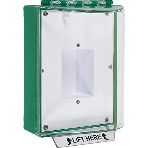 STI 13400NG Universal Stopper without Horn Housing Enclosed Back Box Sealed Mounting Plate, No Label Included, Green