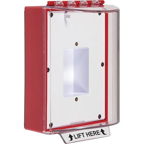 STI-13400NR Universal Stopper without Horn Housing, Enclosed Back Box, Sealed Mounting Plate, No Label, Red