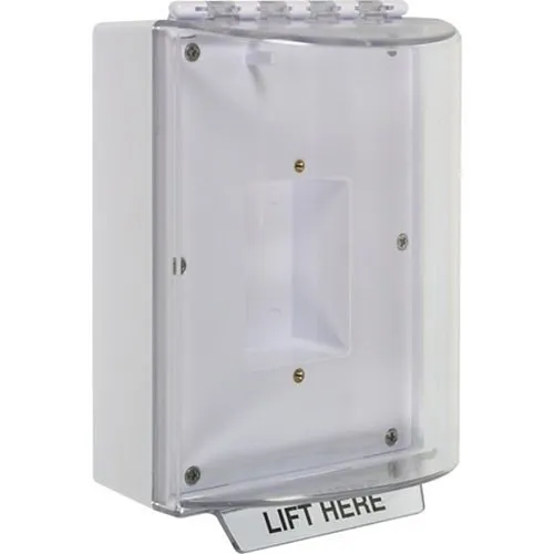 STI 13400NW Universal Stopper Dome Cover, Enclosed Back Box and Sealed Mounting Plate, No Hood, No Label, White