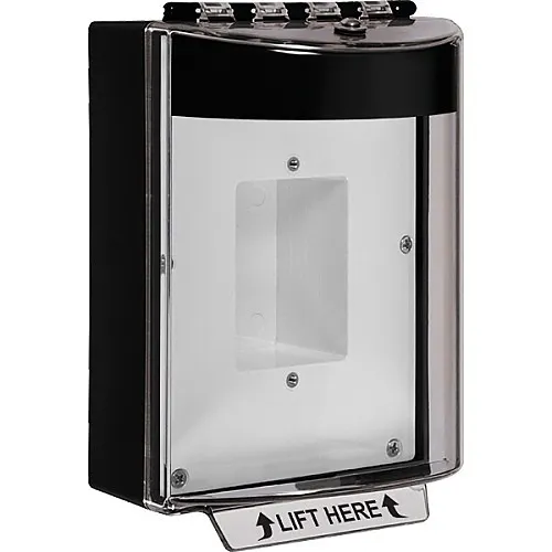STI 13410NK Universal Stopper without Horn Enclosed Back Box Sealed Mounting Plate, No Label Included, Black