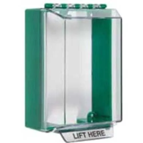 STI 13420NG Universal Stopper Dome Cover, Enclosed Back Box and Sealed Mounting Plate, Label Hood with Horn, Green