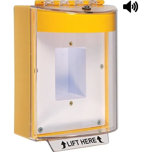 STI-13420NY Universal Stopper with Horn, Enclosed Back Box, Sealed Mounting Plate, No Label, Yellow