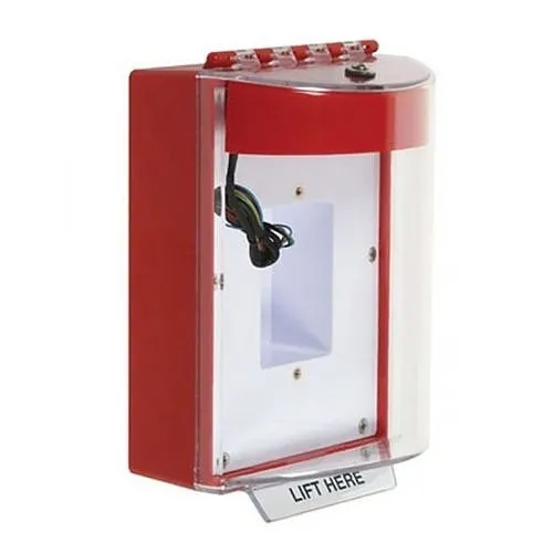 STI-13430NR Indoor / Outdoor Dome Cover, Enclosed Back Box and Sealed Mounting Plate, Label Hood with Horn and Relay, No Label, Red