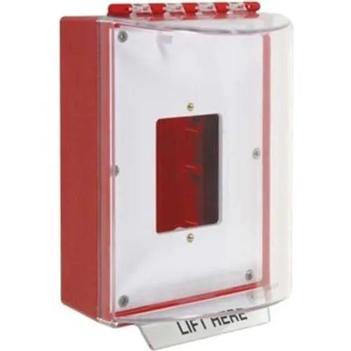 STI 13500NR Universal Stopper Dome Cover, Enclosed Back Box and Opened Mounting Plate, Red