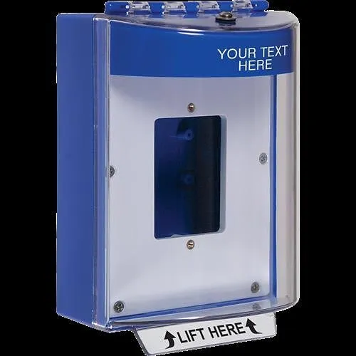 STI 13510CB Universal Stopper, Enclosed Back Box and Open Mount Plate, w/o Horn, Custom Label, Blue