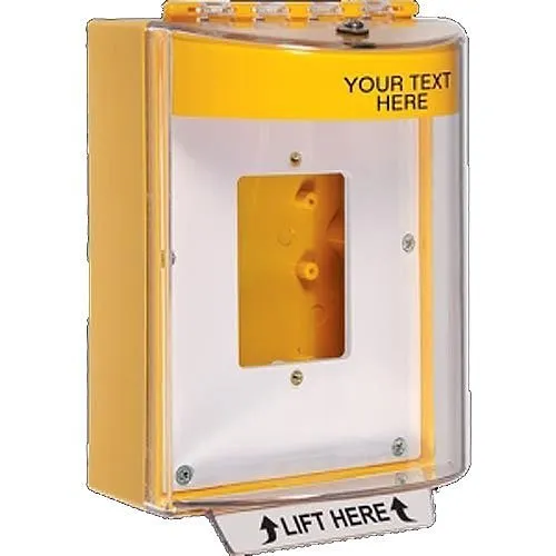 STI 13510CY Universal Stopper Dome Cover, Enclosed Back Box and Opened Mounting Plate, Label Hood without Horn, Yellow