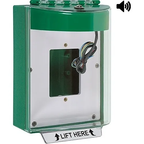 STI 13530NG Universal Stopper Housing with Horn and Relay, Enclosed Back Box, Open Mounting Plate, No Label, Green