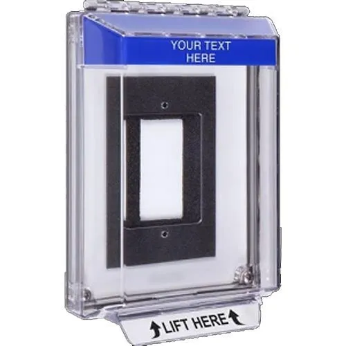 STI 14010CB Universal Stopper Low Profile Dome Cover, Flush-Mount, Label Hood, Custom Label, Blue