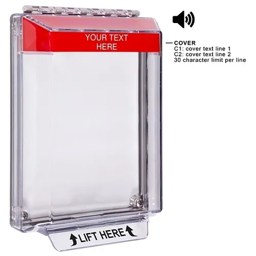 STI-14020CR Universal Stopper Low Profile Cover Flush Mount and Hood with Horn, Red