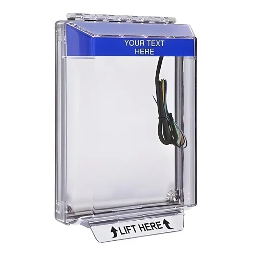 STI-14030CB Universal Stopper Low Profile Cover Hood with Horn and Relay, Flush Mount, Custom Label, Blue