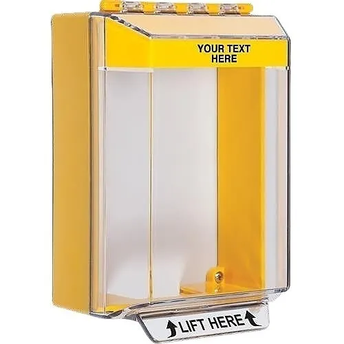 STI-14220CY Universal Stopper Low Profile Cover with Spacer, Horn, Custom Label, Yellow