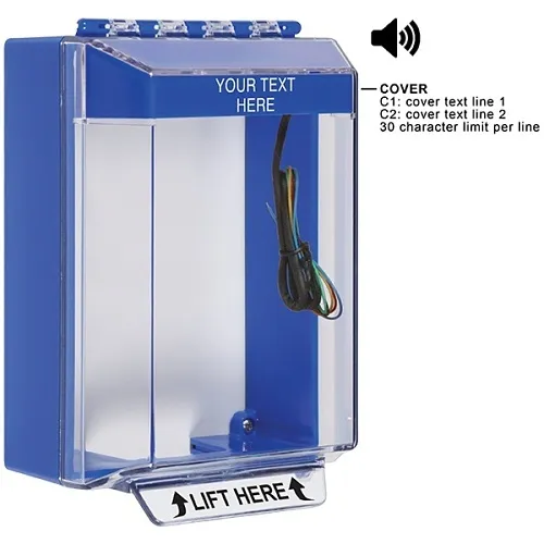 STI STI-14230CB Universal Stopper Low Profile Cover and Hood with Horn and Relay, Surface Mount, Custom Label, Blue