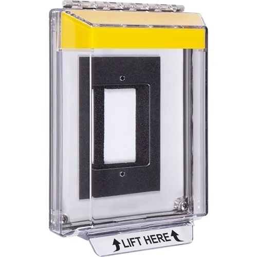 STI-14310NY Universal Stopper Low Profile Cover with Enclosed Back Box, Housing, Flush Mount, No Label, Yellow