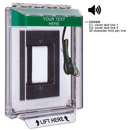 STI STI-14330CG Low Profile Cover Enclosure Flush Back Box and Hood with Horn and Relay, Green