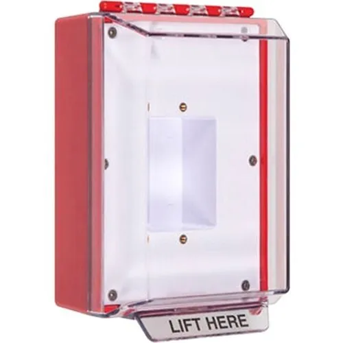 STI 14400NR Universal Stopper Low Profile Dome Cover, Enclosed Back Box and Sealed Mounting Plate, No Hood, No Label, Red