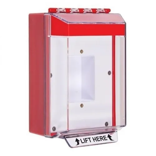 STI STI-14410NR Universal Stopper Low Profile Cover Enclosed Back Box, Sealed Mounting Plate and Hood, No Label, Red
