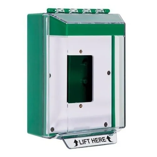 STI-14520NG Universal Stopper Low Profile Cover with Horn, Enclosed Back Box, Open Mount Plate, No Label, Green