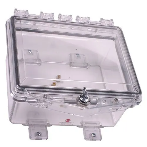STI 7511A Polycarbonate Enclosure with Enclosed Deep Back Box and Exterior Thumb Lock, Clear