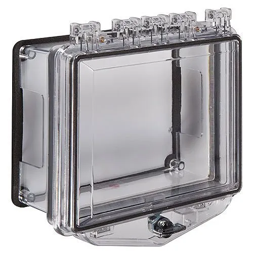 STI 7511D Polycarbonate Enclosure with Open Conduit Back Box for Surface Mount Applications and Exterior Thumb Lock, Clear