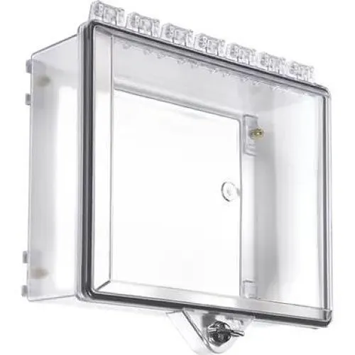 STI-7521OB Protective Cabinet with Open Backbox and Thumb Lock, Clear Polycarbonate