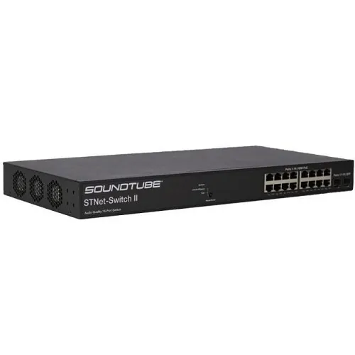SoundTube STNET-SWITCH-II STNet Series Rack Mount 16-Port Audio Quality Switch, 40W PoE/Port